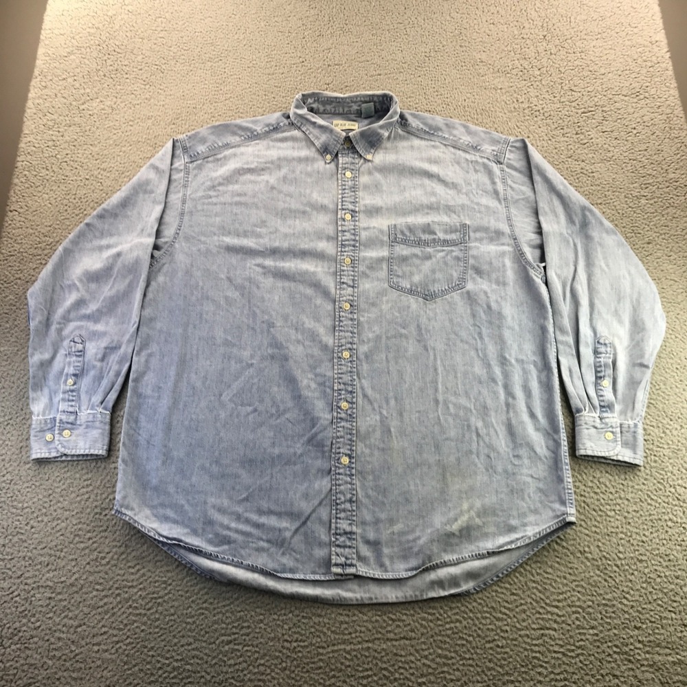 Vintage GAP Shirt Mens 2XL XXL Blue Jeans Denim Y2k Relaxed Pocket Faded Work